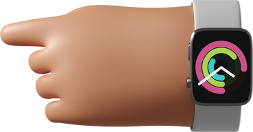 Tanned skin hand with smartwatch turned on pointing left PNG, SVG