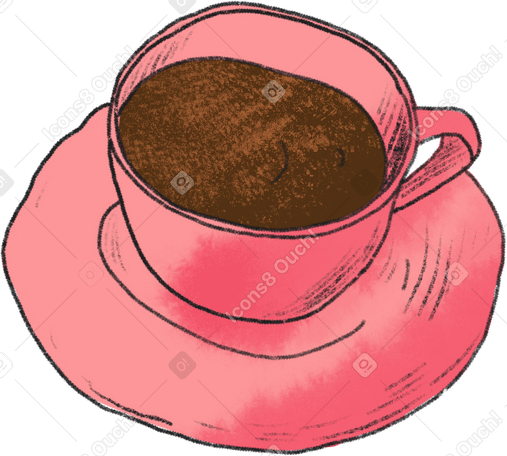 pink mug with black coffee PNG、SVG