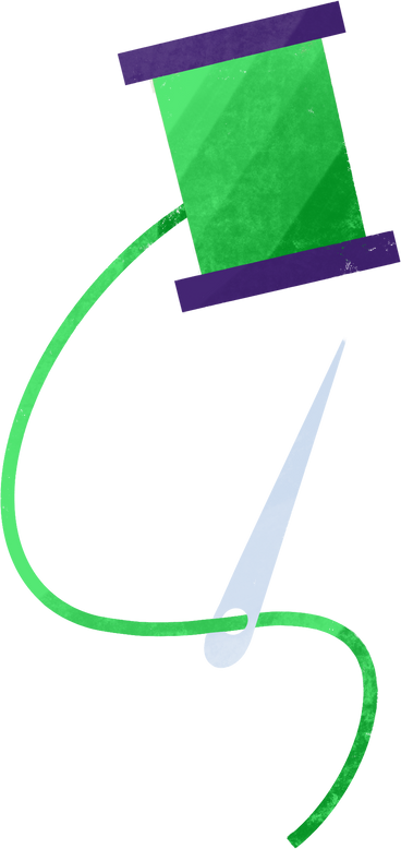 green spool of thread with a needle PNG, SVG
