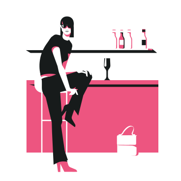 Mujer sentada en la barra del bar PNG, SVG