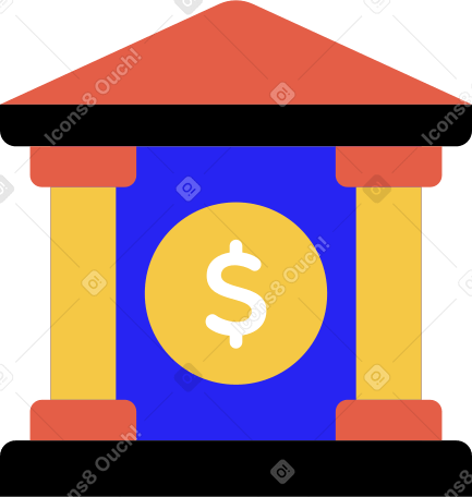 Banque avec icône dollar PNG, SVG