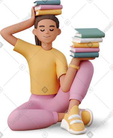 Girl with books PNG, SVG