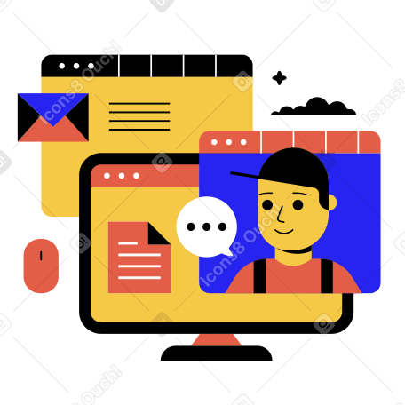 Working with information online Illustration in PNG, SVG