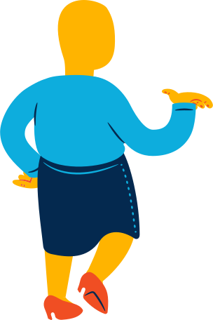 chubby woman standing back Illustration in PNG, SVG