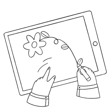 手はipadに花を描きます PNG、SVG