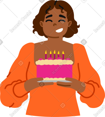 有生日蛋糕的女人 PNG, SVG