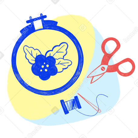 Needlework and embroidery kit Illustration in PNG, SVG