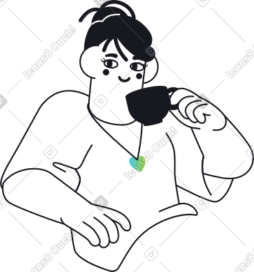 女人喝茶 PNG, SVG