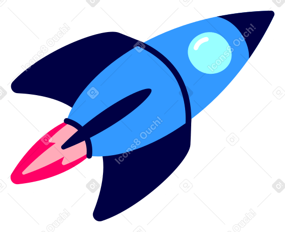 Illustration animée fusée volante aux formats GIF, Lottie (JSON) et AE