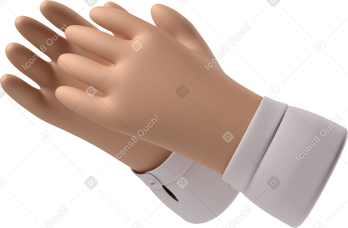 3D Clapping tanned skin hands Illustration in PNG, SVG