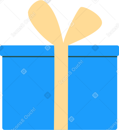 blue box with a yellow bow PNG, SVG