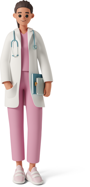 female doctor standing with medical records PNG, SVG