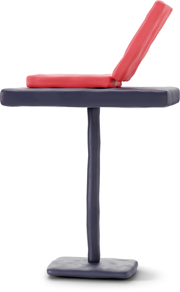Open red laptop on a stand table PNG, SVG