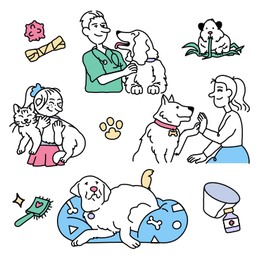 Personas que cuidan a sus mascotas. PNG, SVG
