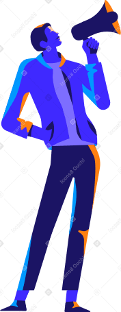 man with a megaphone in his hand Illustration in PNG, SVG