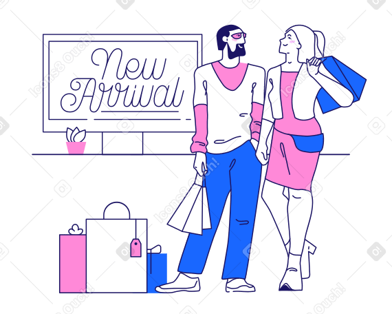 Надпись «новое прибытие» с людьми, которые покупают онлайн в PNG, SVG