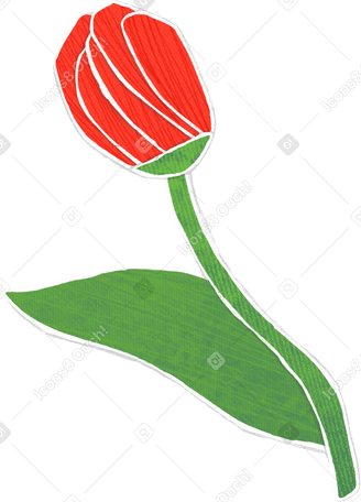 unopened red flower on a long stalk Illustration in PNG, SVG
