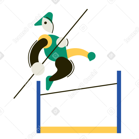 Pole vaulter jumping over obstacle PNG, SVG