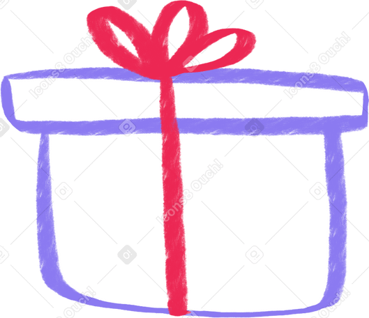 lined purple present with red bow PNG、SVG