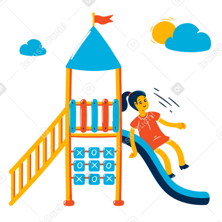 Girl on the playground Illustration in PNG, SVG