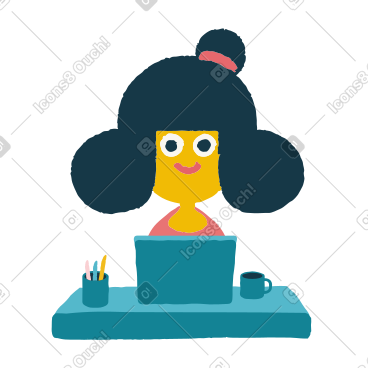 Woman doing tasks on laptop PNG, SVG