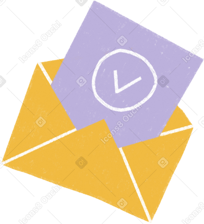 yellow envelope with a document Illustration in PNG, SVG