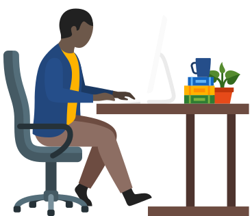 man office worker using computer PNG, SVG