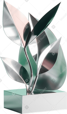 3D abstract plant sculpture made of metal PNG, SVG