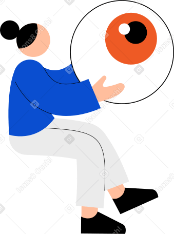 young woman holding eye PNG, SVG