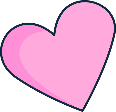 pink heart with black border Illustration in PNG, SVG