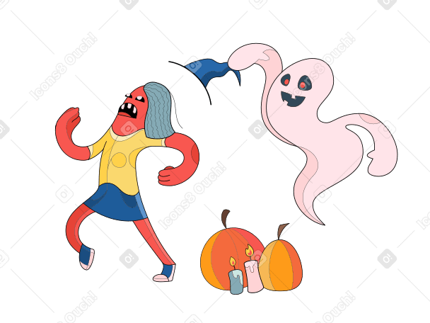 Scared by ghost Illustration in PNG, SVG