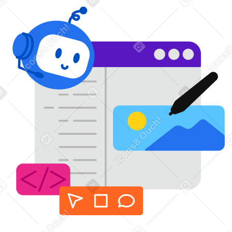 Creating a website with a bot assistant PNG, SVG