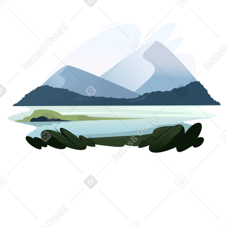 Mountain lake Illustration in PNG, SVG