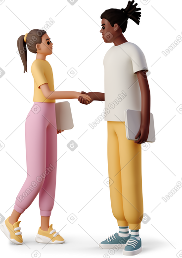 Young woman and young man shake hands and make a deal PNG, SVG