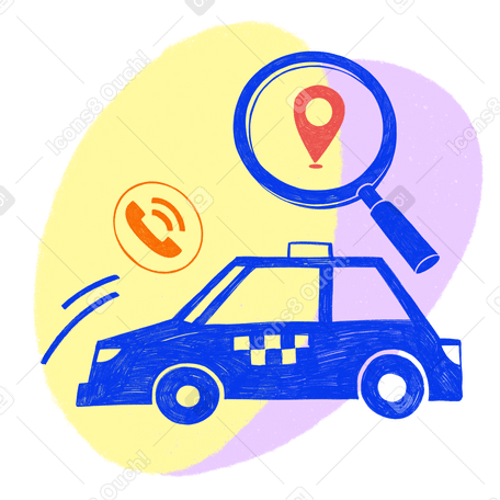 Finding and hailing a cab Illustration in PNG, SVG