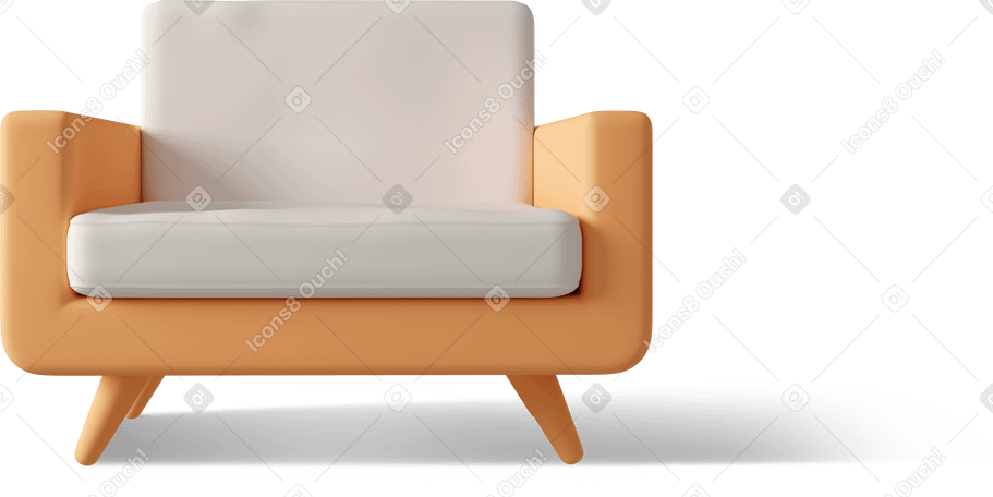 3D yellow armchair Illustration in PNG, SVG