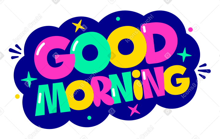 lettering sticker good morning multicolor Illustration in PNG, SVG
