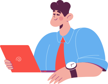man with open laptop PNG, SVG