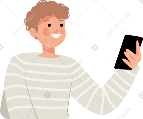 guy holding a phone Illustration in PNG, SVG