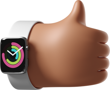 Tanned skin hand with smartwatch turned on showing thumbs up PNG, SVG