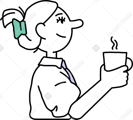 женщина пьет чай в PNG, SVG