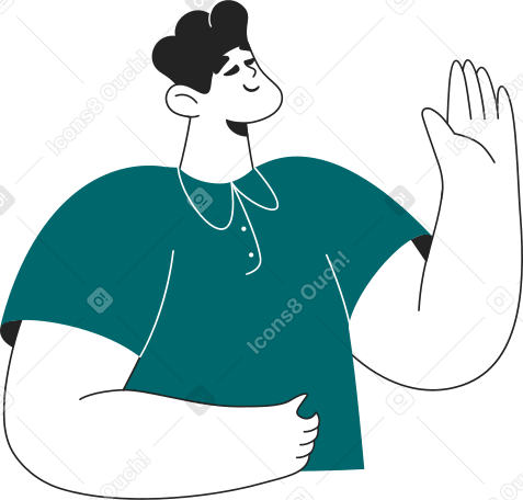 man is holding something and raises his hand up PNG, SVG