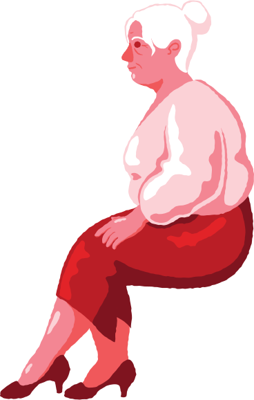 old curvy woman sitting side view PNG, SVG