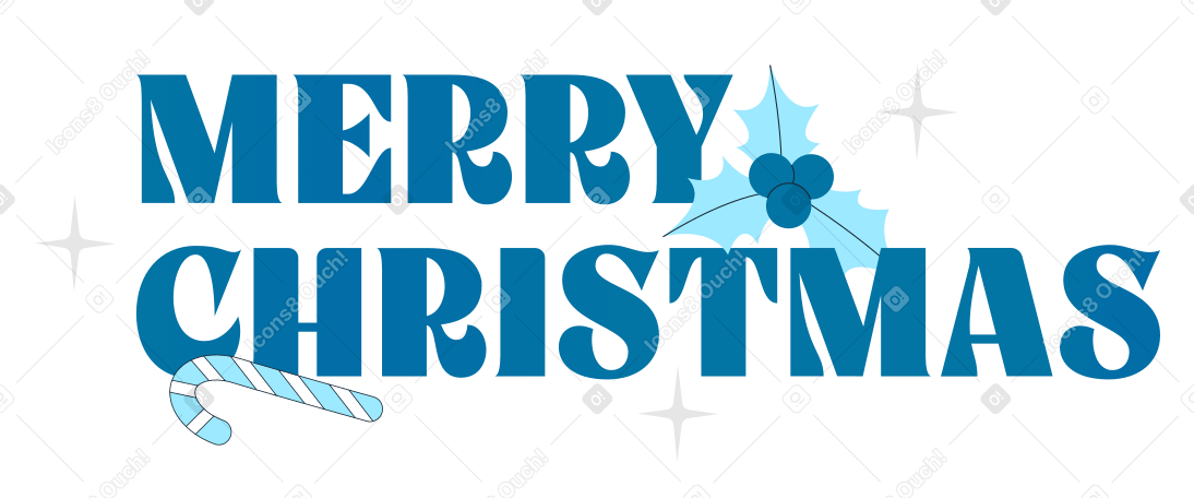 Texto de letras de feliz navidad con baya de acebo y bastón de caramelo navideño PNG, SVG
