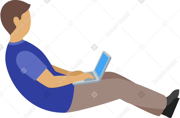 man working with laptop Illustration in PNG, SVG