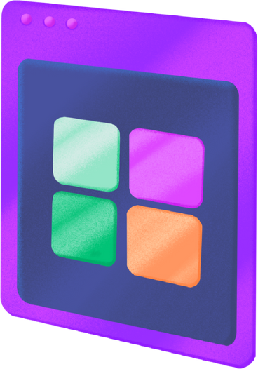 purple application window with colored squares PNG, SVG