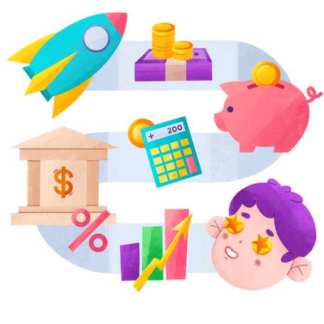 金融リテラシーを教えるお金のボードゲーム のpngとsvgでのイラスト