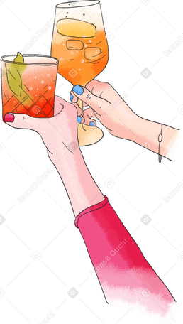 two hands holding glasses with drinks PNG, SVG