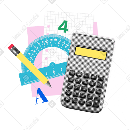 Math class, calculator, and other supplies PNG, SVG