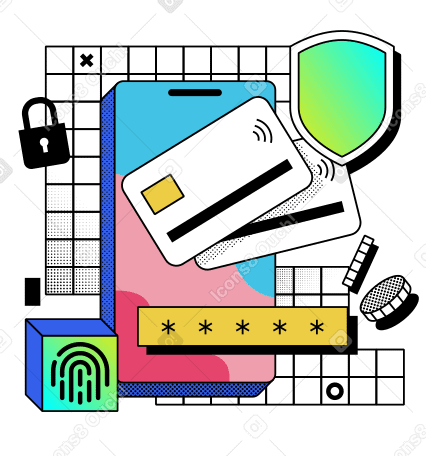 Sécurité bancaire en ligne avec vérification du mot de passe PNG, SVG